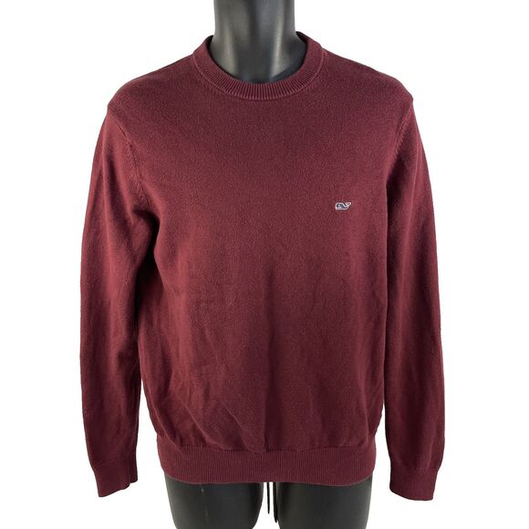 Mens Vineyard Vines Crewneck Cotton Cashmere Sweater Size XS Maroon Whale Logo - Picture 5 of 6